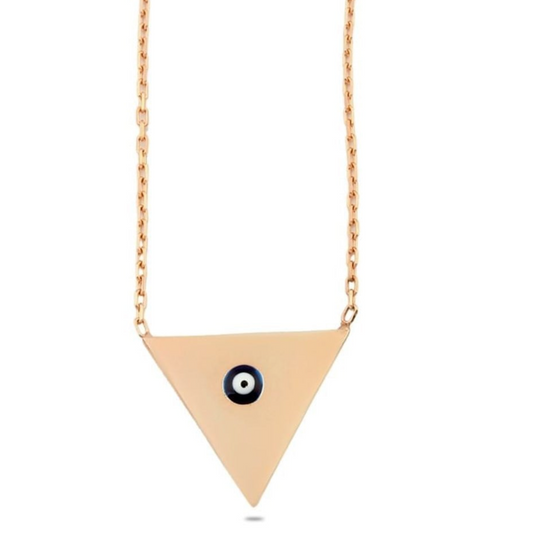Triangle Evil Eye Beaded Silver Necklace