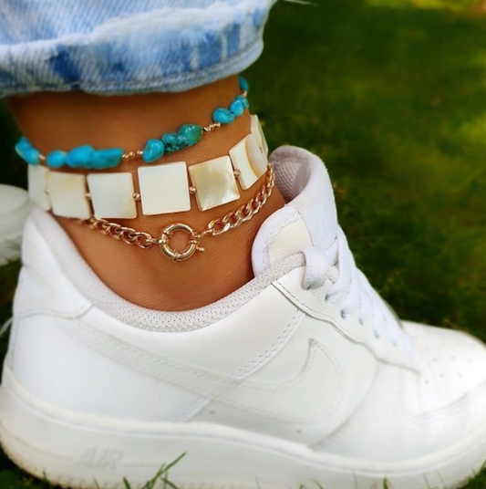 Mother of Pearl Silver Anklet
