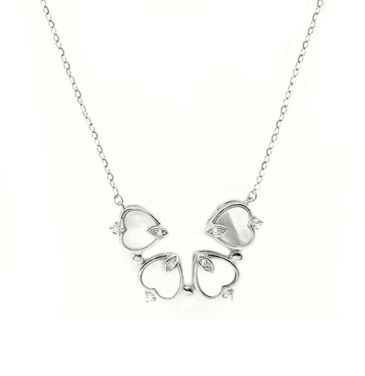 925 Sterling Silver Heart-Shaped Clover Necklace