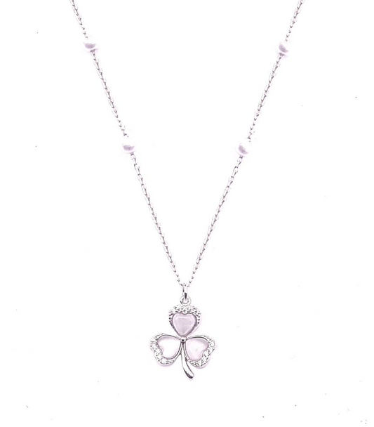 925 Sterling Silver Non-Tarnish Heart Clover Necklace