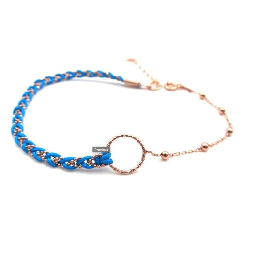 Turquoise String Silver Anklet